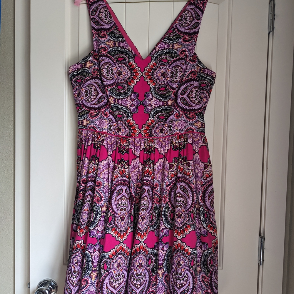 Vibrant Pink and Purple Patterned Dress